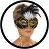 Venezianische Stabmaske Schwarz Gold - Masken