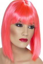 Glam Perücke Neon Pink - Kostüme