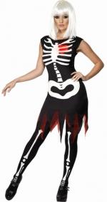 Skelett Knochen Kleid Kostüm - Leuchtet Im Dunkeln - 
